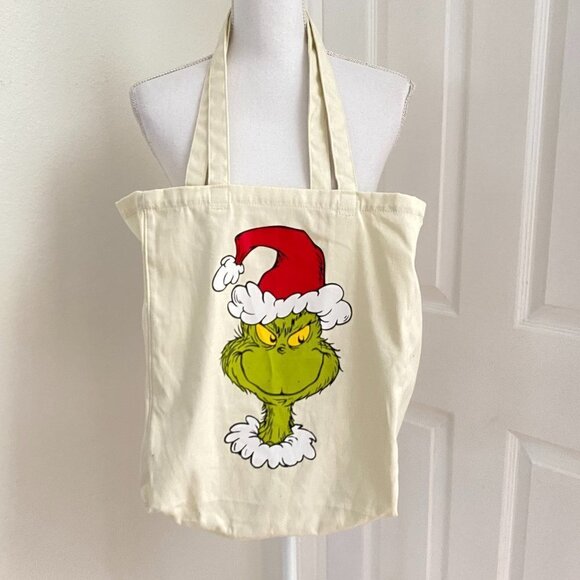 American Eagle Grinch Holiday Tote Canvas Shopping Book Bag - Picture 1 of 12